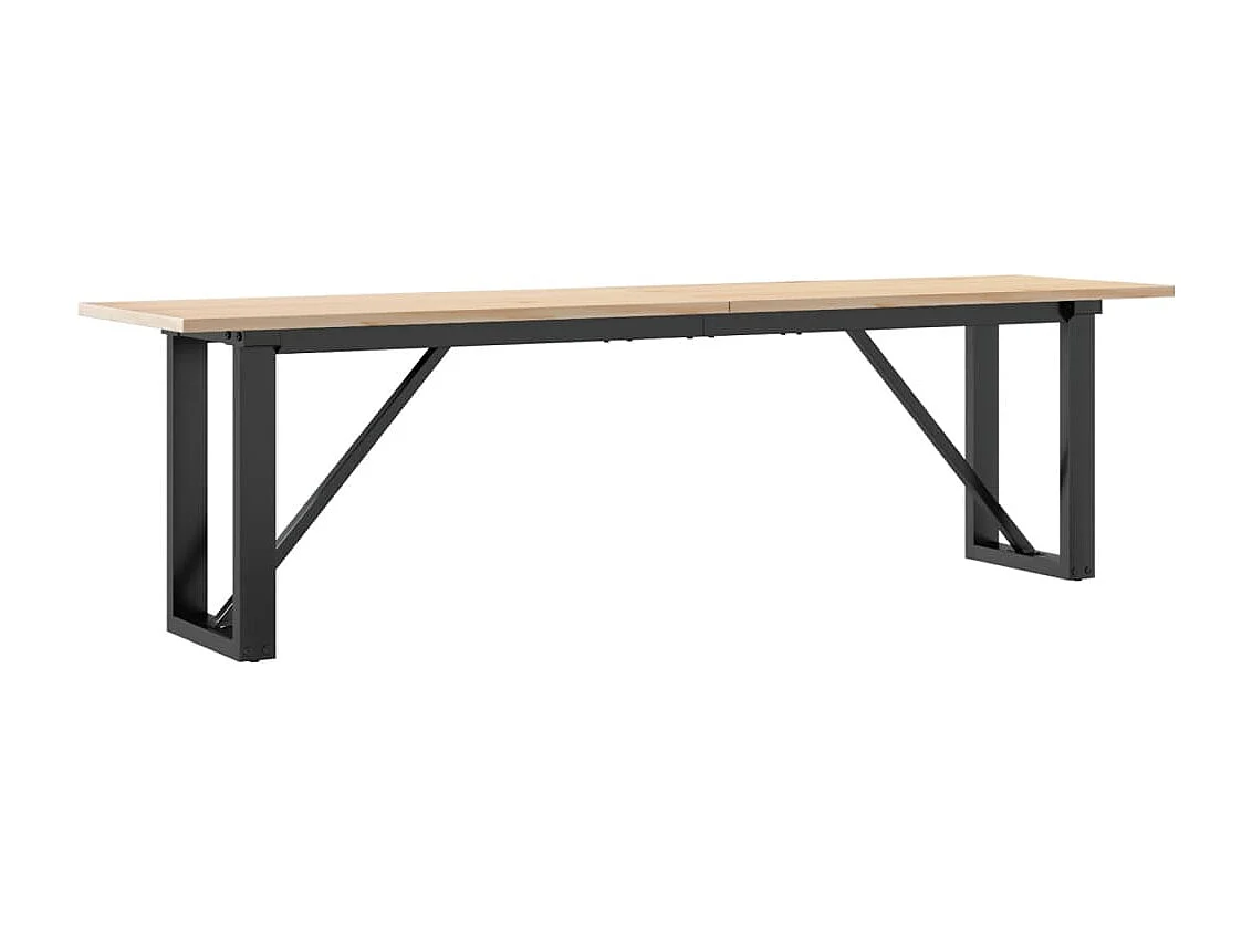 Tavolino Salotto Telaio a O 160x40x45cm Legno Pino e Acciaio