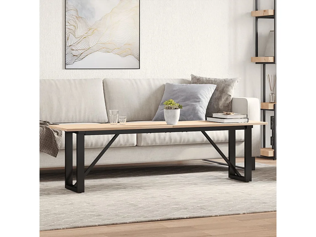 Mesa de centro estrutura em O 160x40x45cm pinho e aço