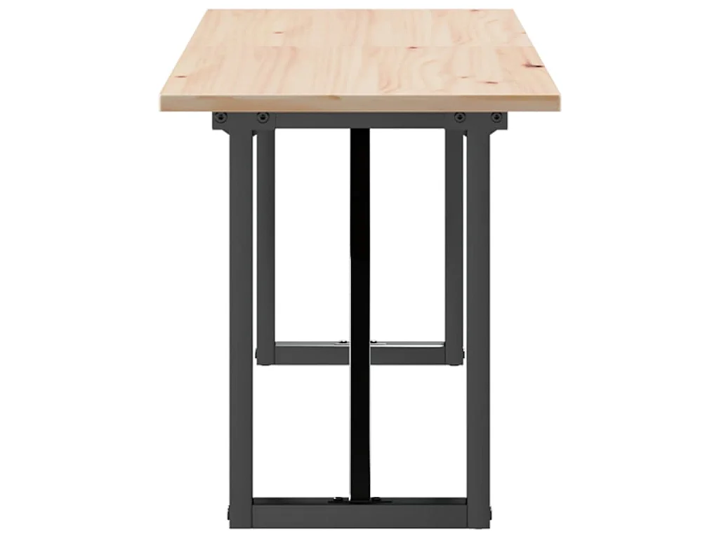Mesa de centro estrutura em O 160x40x45cm pinho e aço