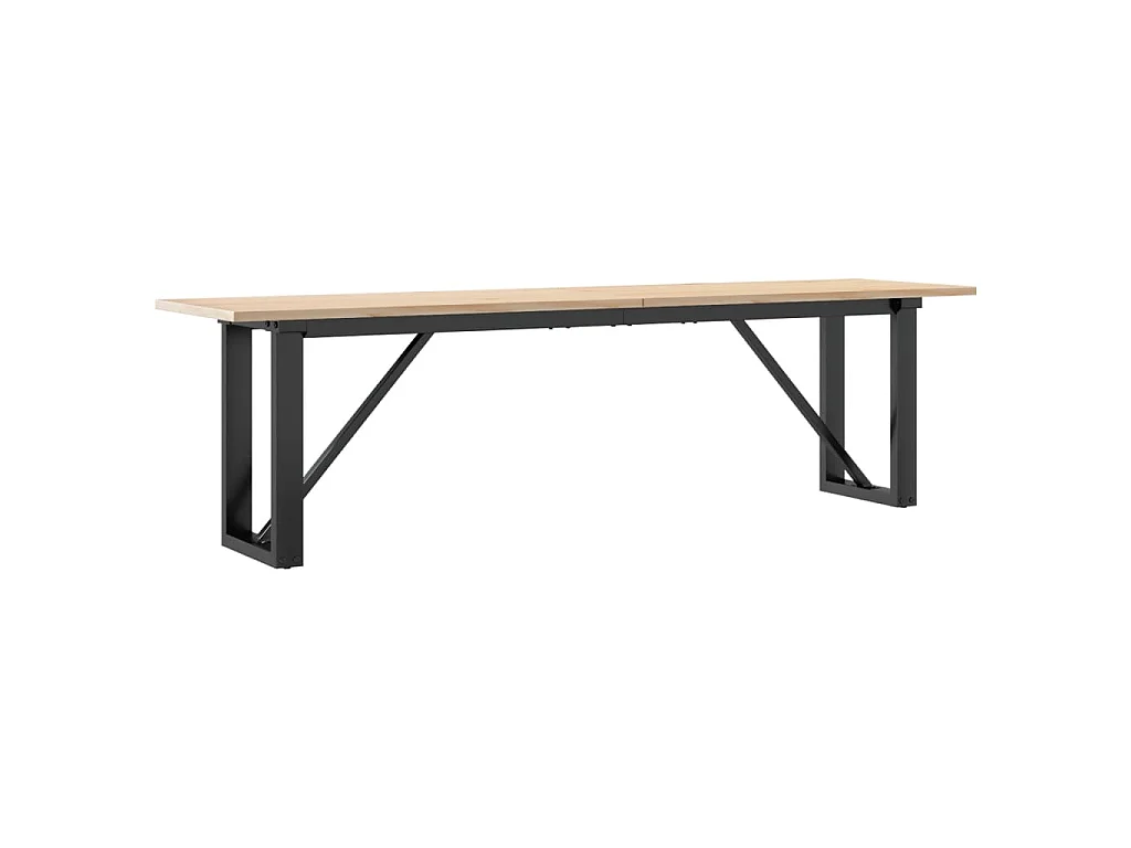 Mesa de centro estrutura em O 160x40x45cm pinho e aço