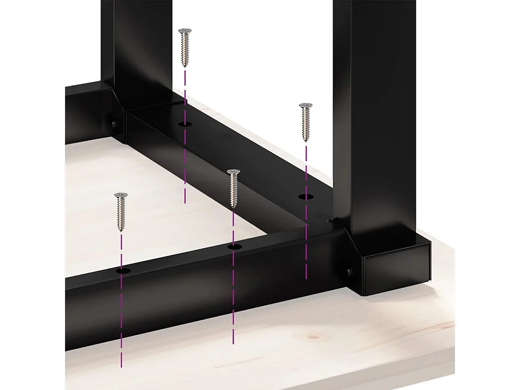 Mesa de centro estrutura em O 160x40x45cm pinho e aço