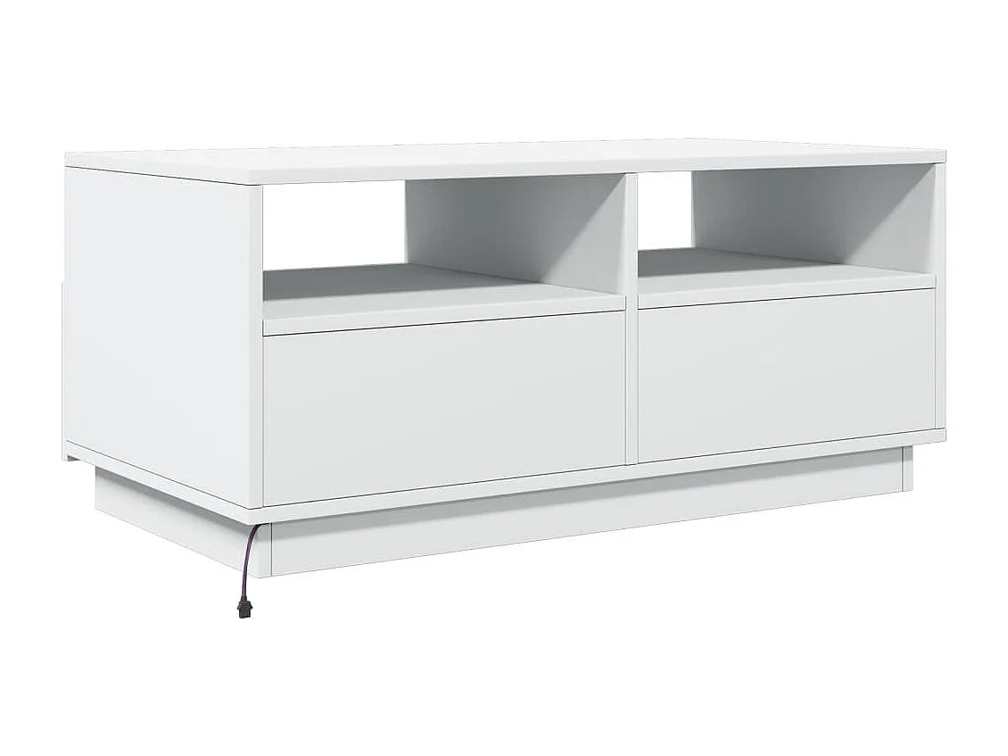 Table basse avec lumières LED blanc 90x49x40 cm