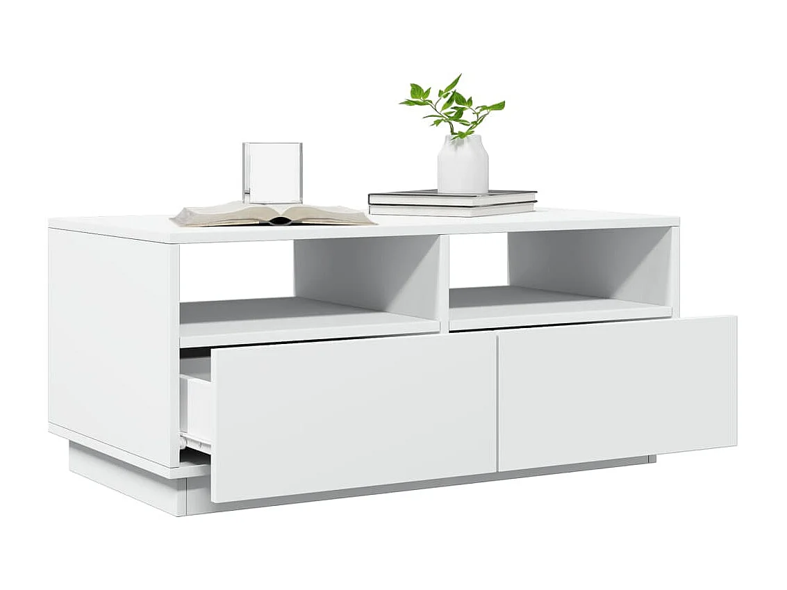 Table basse avec lumières LED blanc 90x49x40 cm