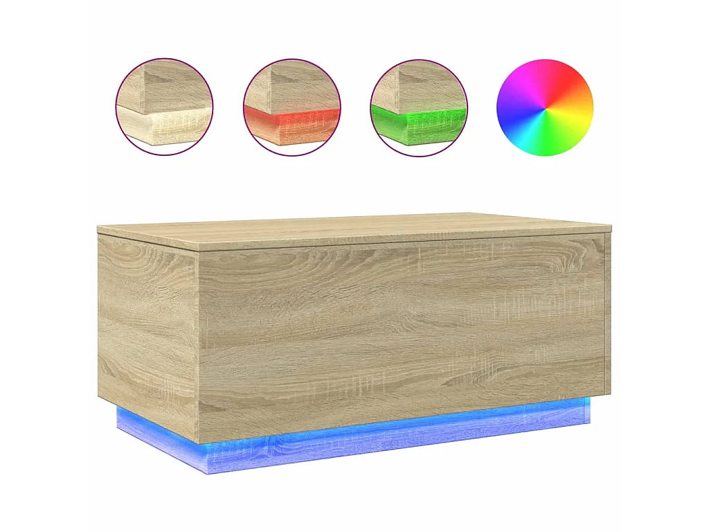 Table basse avec lumières LED chêne sonoma 90x50x40 cm