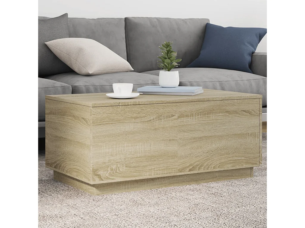 Table basse avec lumières LED chêne sonoma 90x50x40 cm