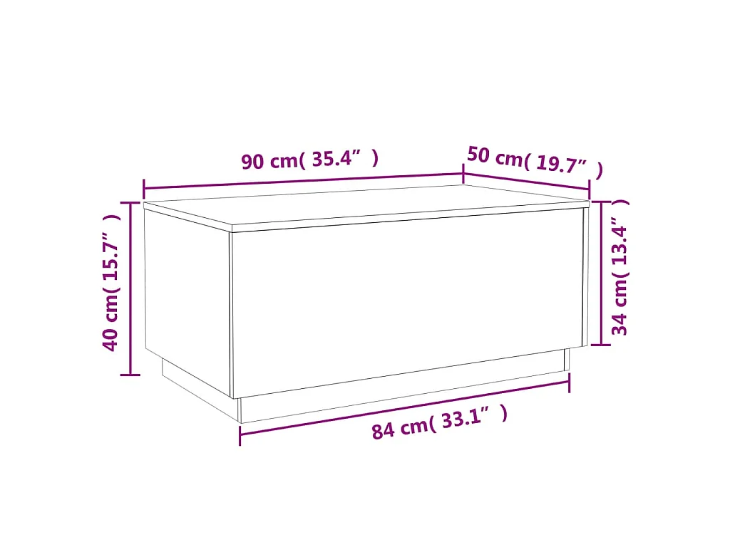 Table basse avec lumières LED chêne sonoma 90x50x40 cm