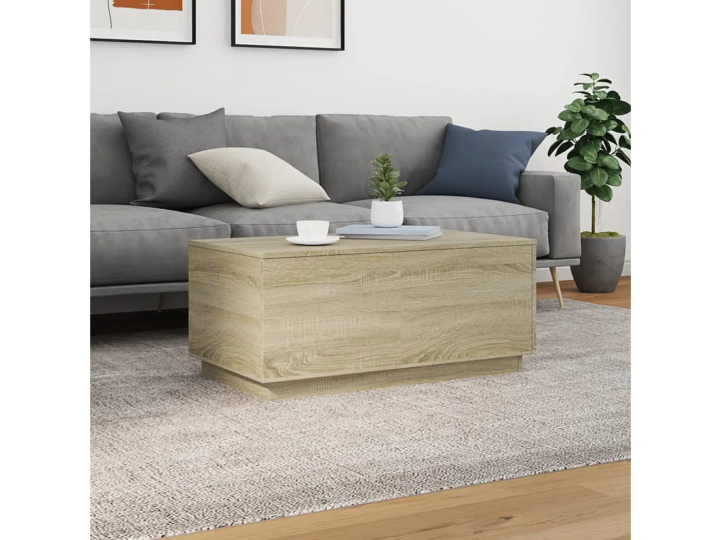 Table basse avec lumières LED chêne sonoma 90x50x40 cm