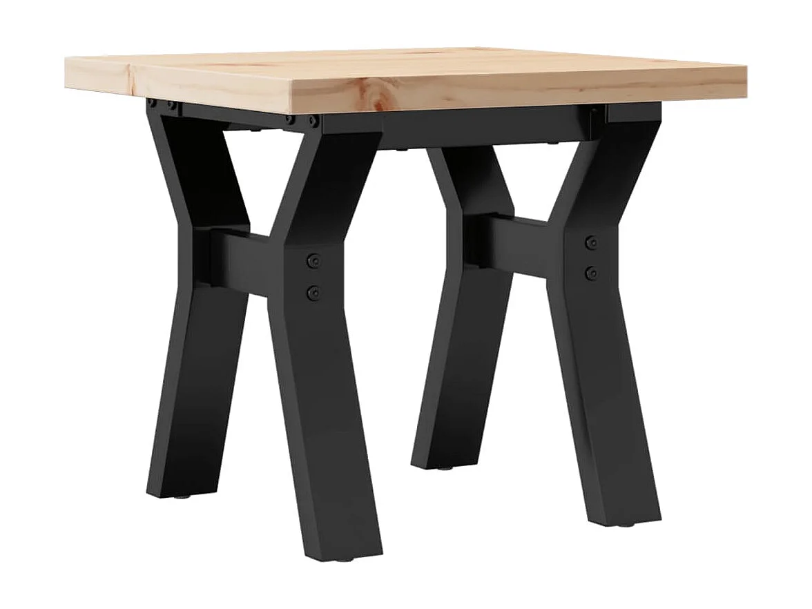 Table basse cadre en Y 40x40x35,5cm bois de pin massif et acier