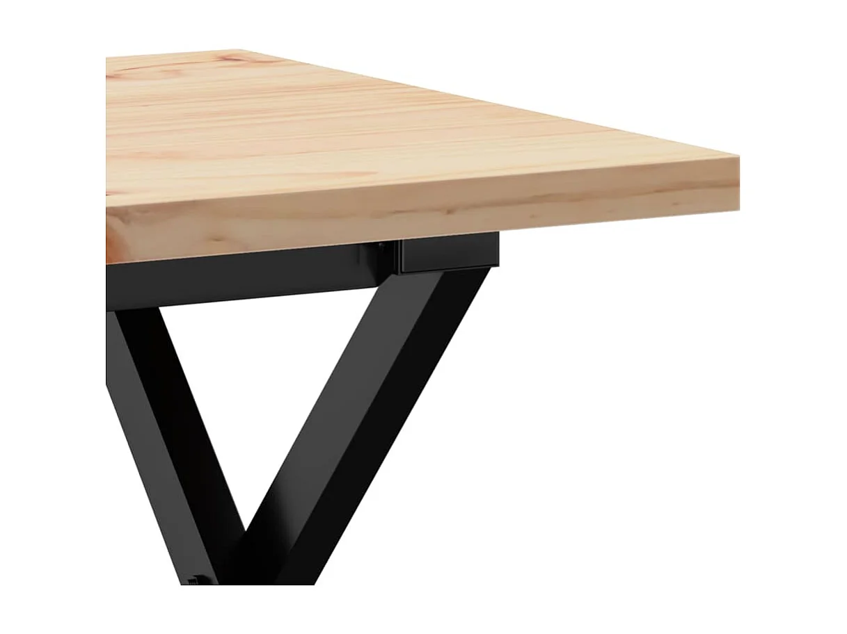 Table basse cadre en Y 40x40x35,5cm bois de pin massif et acier