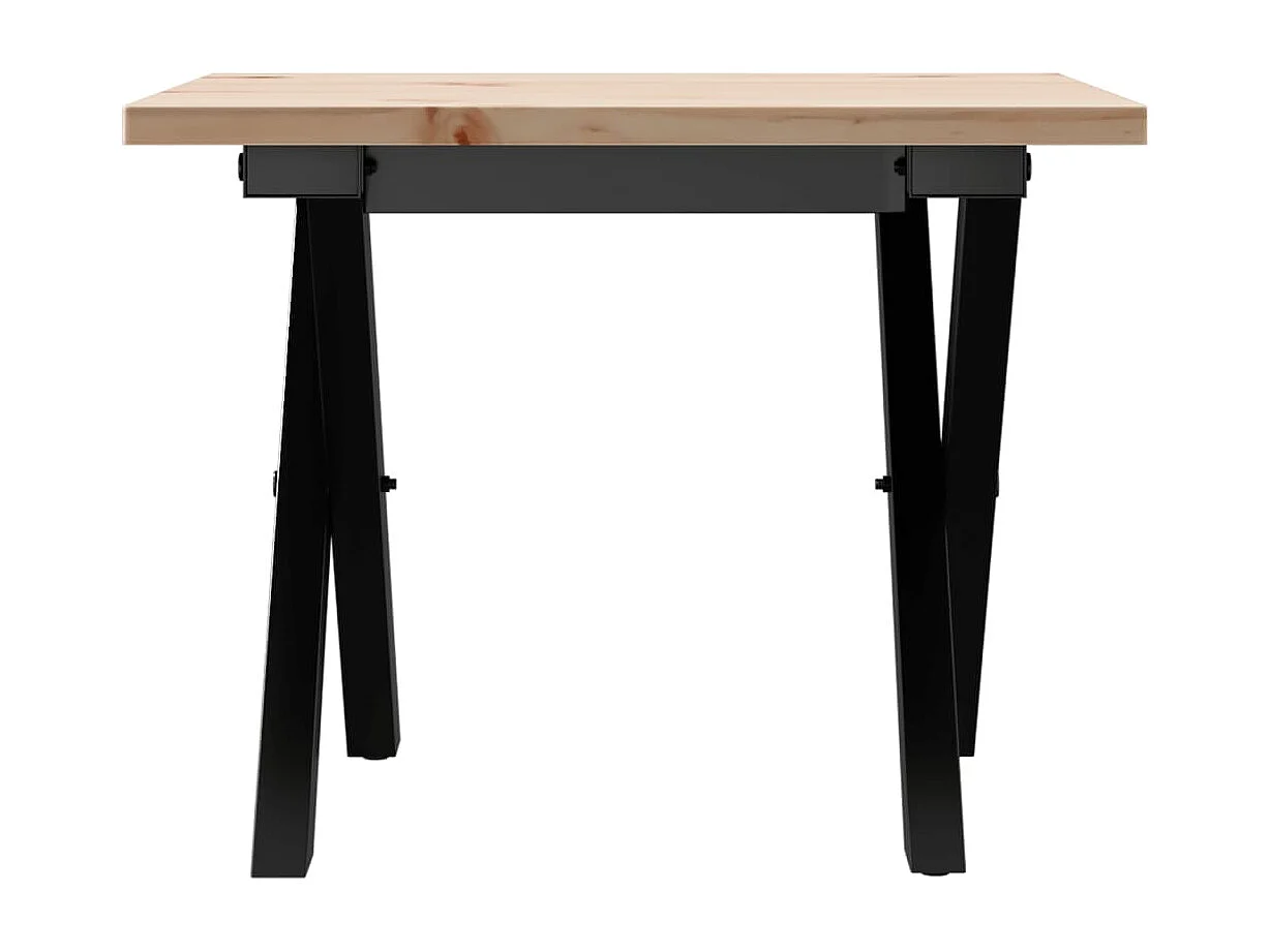 Mesa de centro estrutura em X 50x50x35 cm pinho e aço