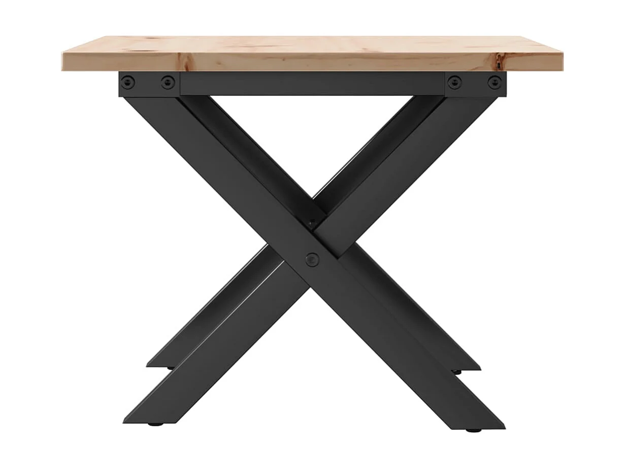 Mesa de centro estrutura em X 50x50x35 cm pinho e aço