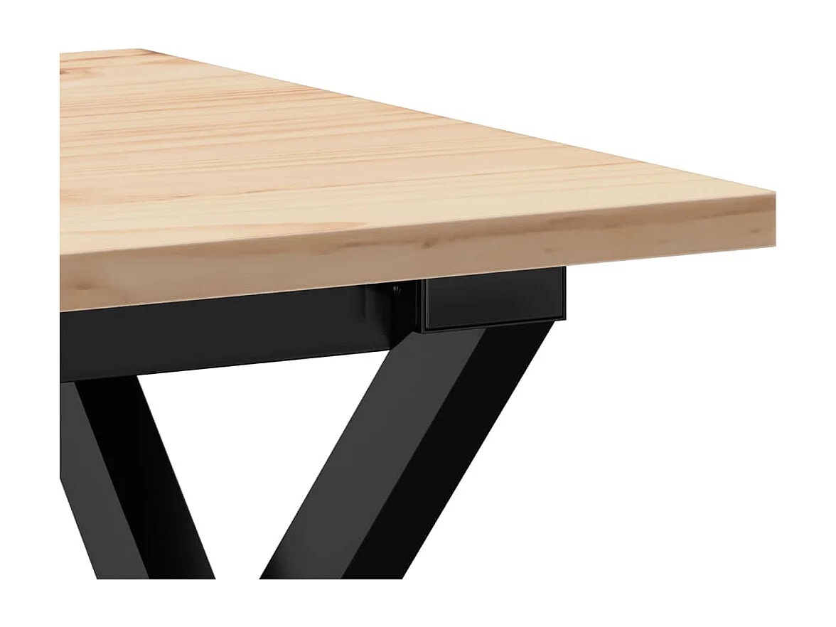 Mesa de centro estrutura em X 50x50x35 cm pinho e aço