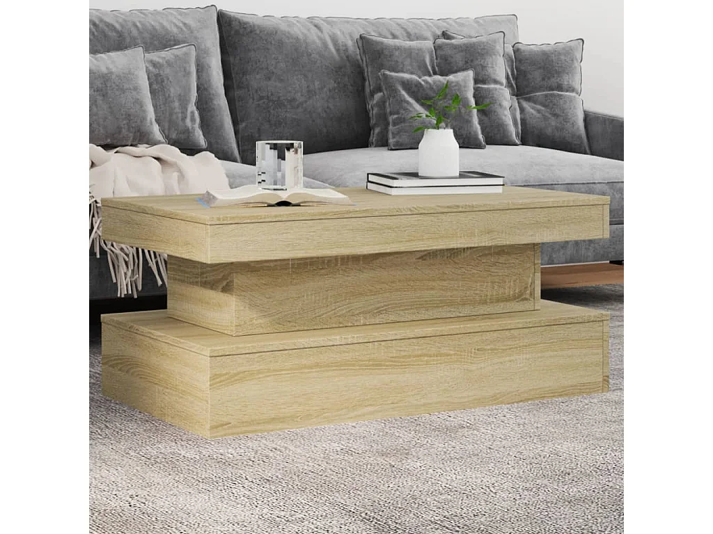 Mesa de centro com luzes LED 90x50x40 cm carvalho sonoma