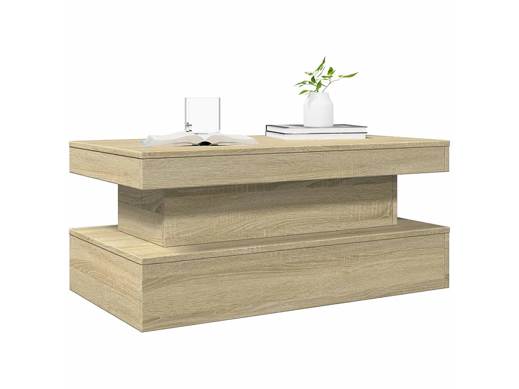 Mesa de centro com luzes LED 90x50x40 cm carvalho sonoma