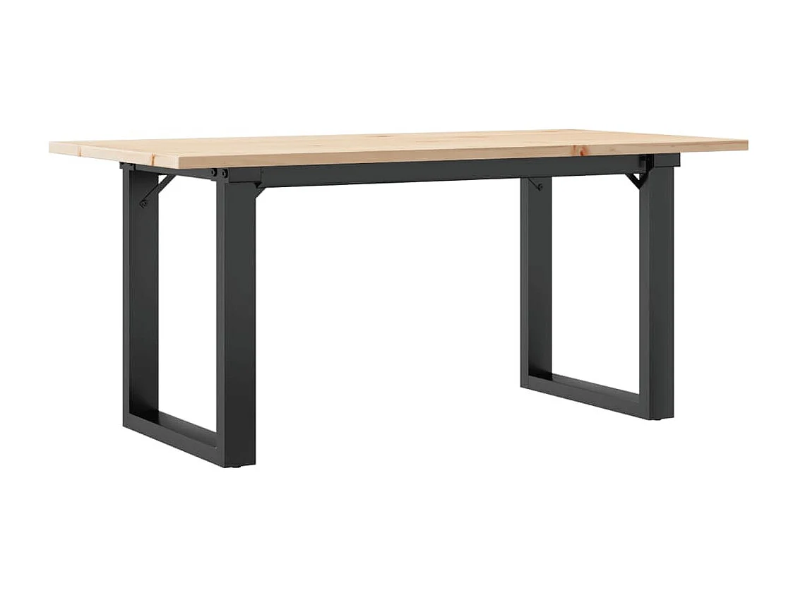 Tavolino da Salotto Telaio a O 90x40x45cm Legno Pino e Acciaio