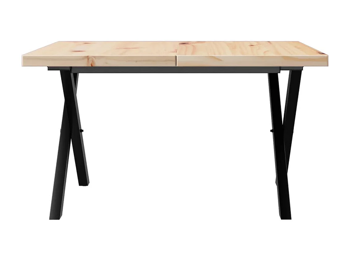 Mesa de centro marco X madera maciza pino y acero 60x60x40,5 cm