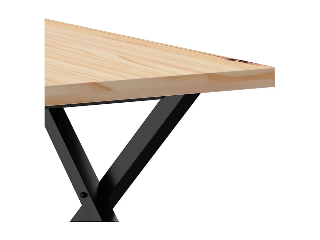 Mesa de centro marco X madera maciza pino y acero 60x60x40,5 cm