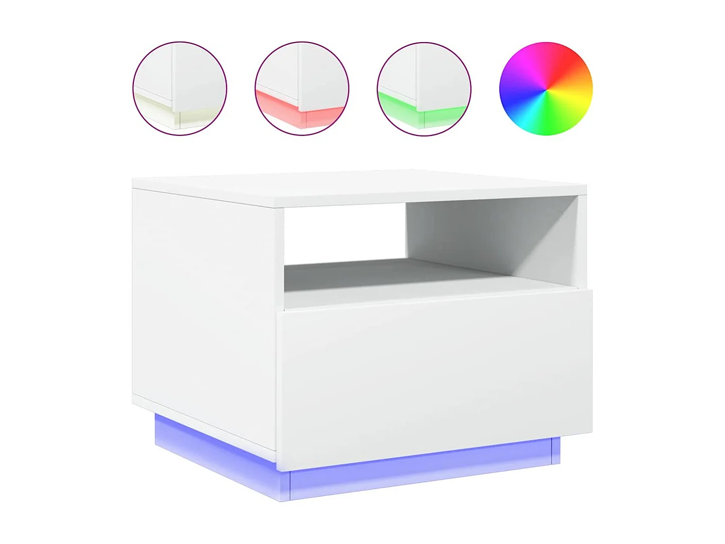 Salontafel met LED-verlichting 50x49x40 cm wit