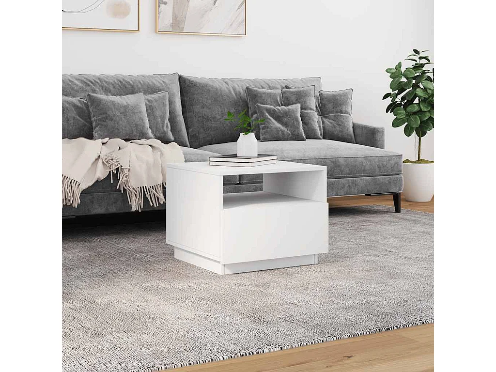 Salontafel met LED-verlichting 50x49x40 cm wit