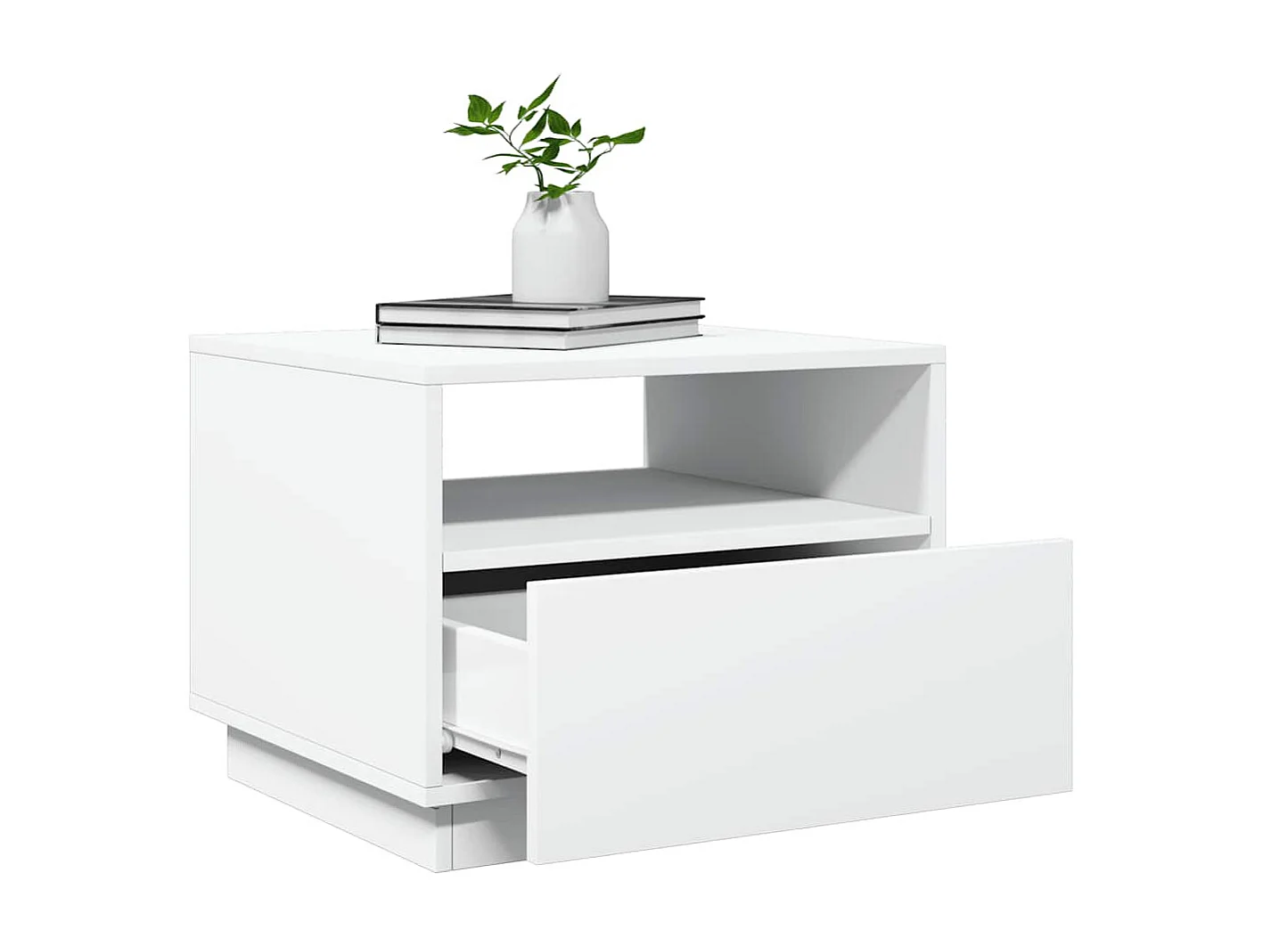 Salontafel met LED-verlichting 50x49x40 cm wit