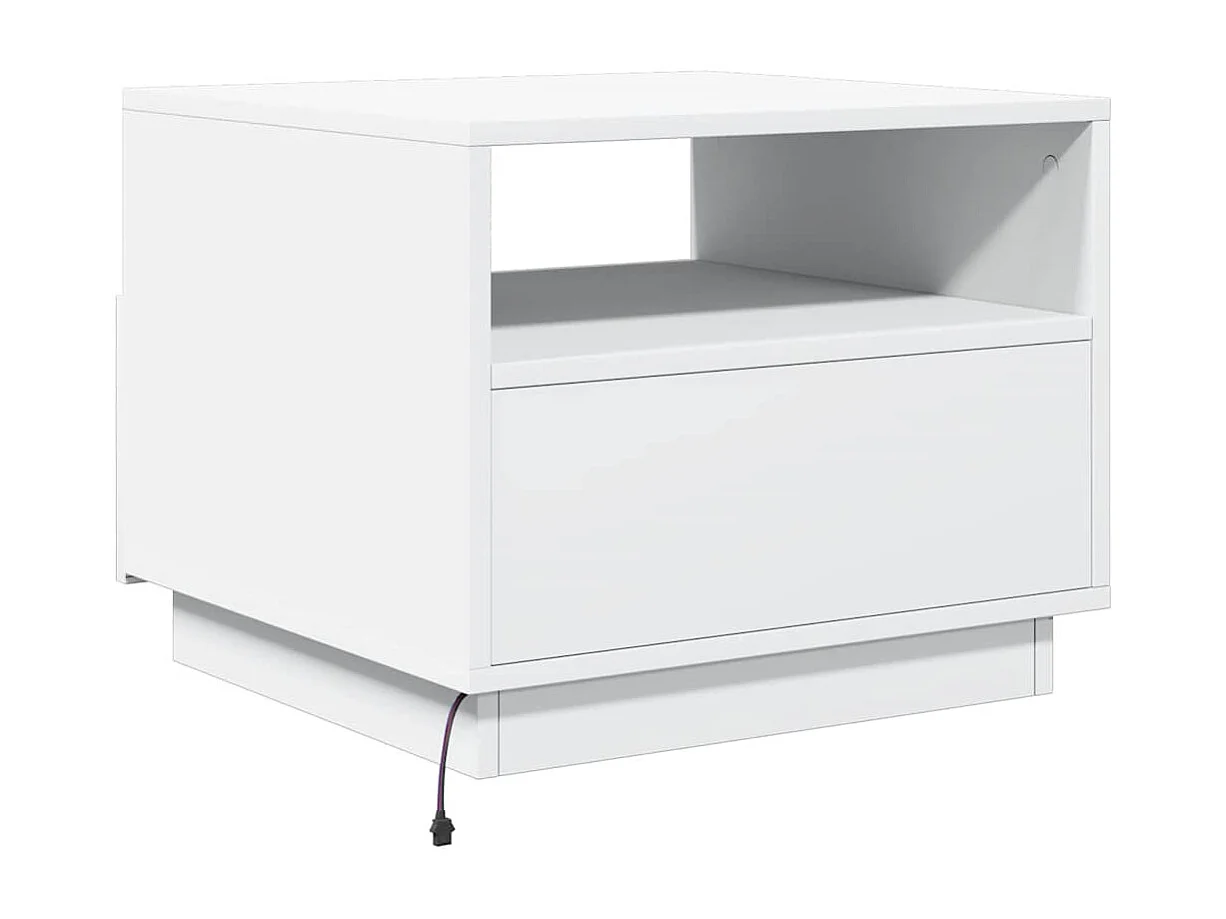 Salontafel met LED-verlichting 50x49x40 cm wit