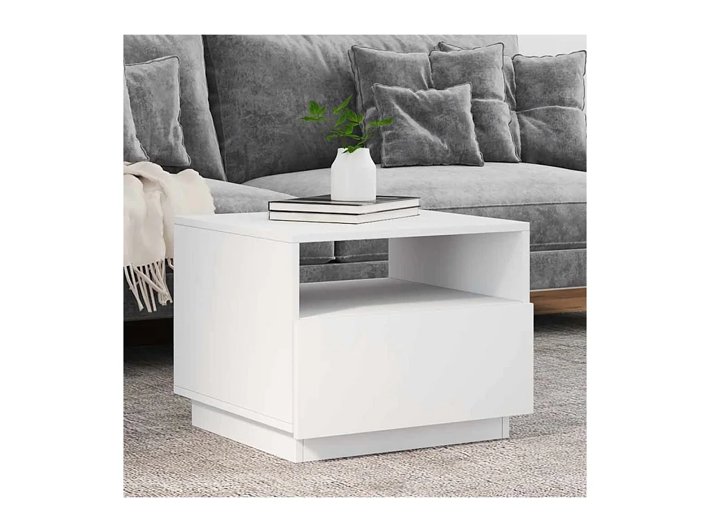 Table basse avec lumières LED blanc 50x49x40 cm
