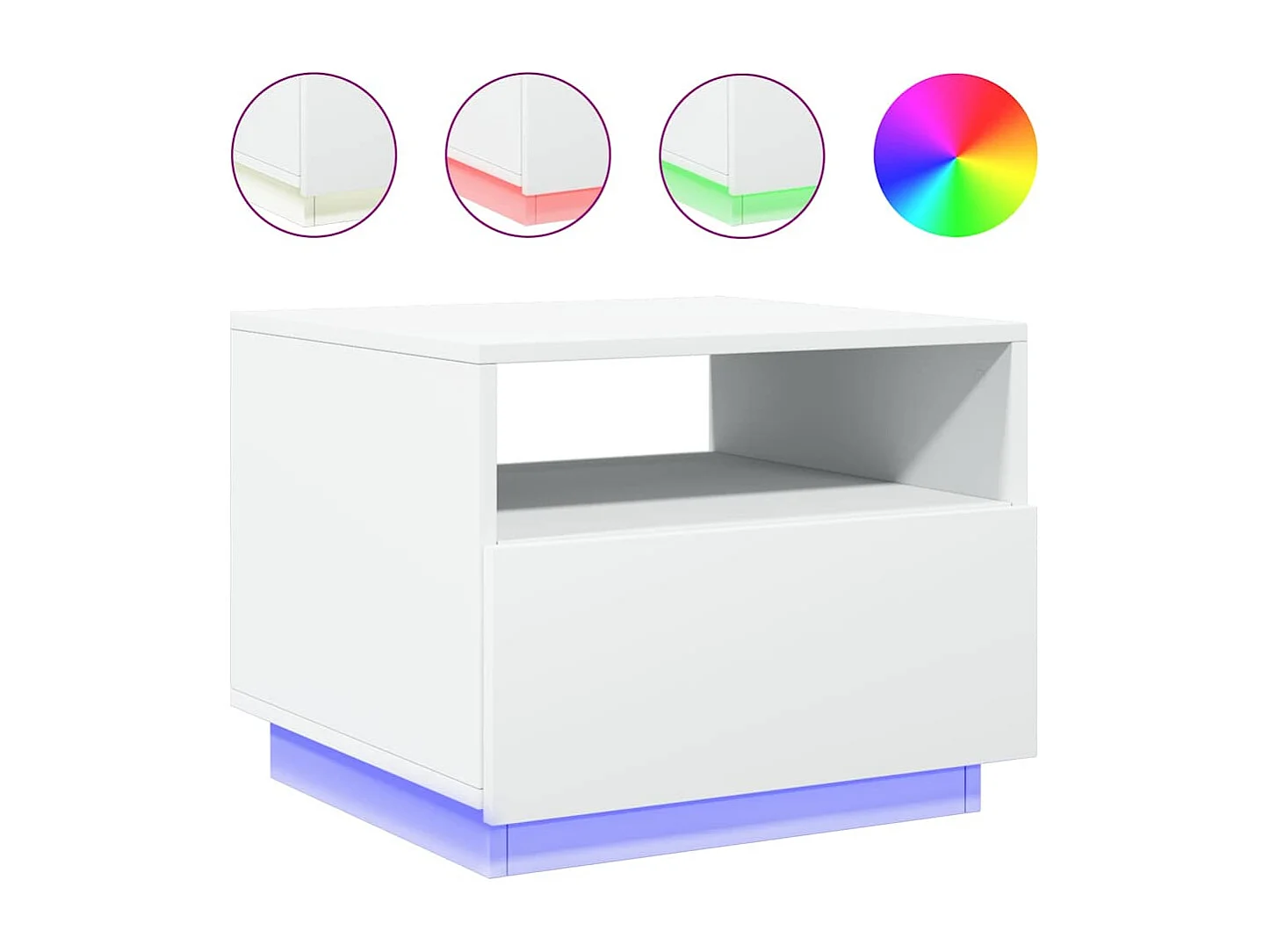 Table basse avec lumières LED blanc 50x49x40 cm