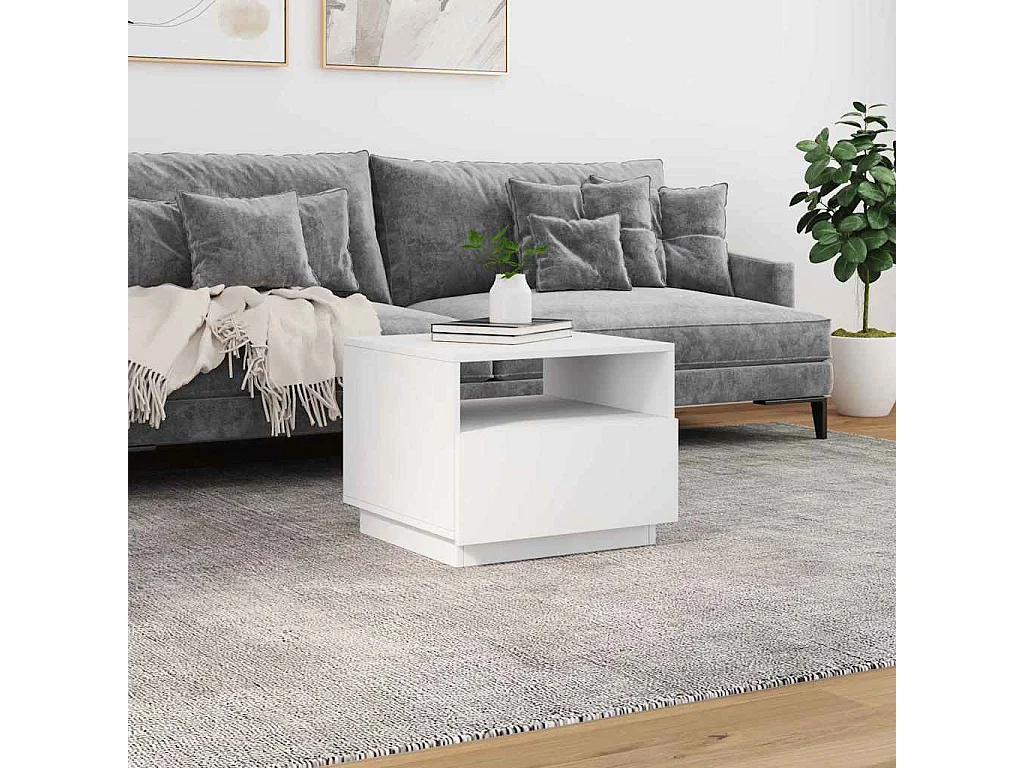 Table basse avec lumières LED blanc 50x49x40 cm