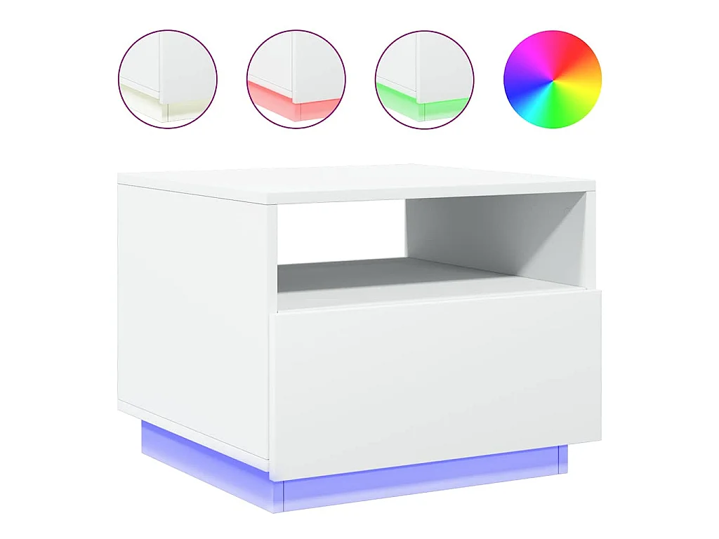 Tavolino da Soggiorno con Luci LED Bianco 50x49x40 cm