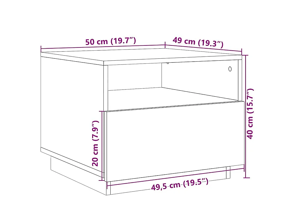 Tavolino da Soggiorno con Luci LED Bianco 50x49x40 cm