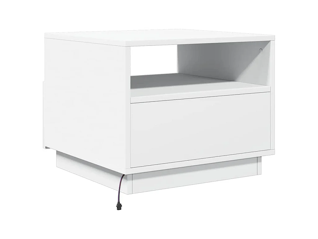 Tavolino da Soggiorno con Luci LED Bianco 50x49x40 cm
