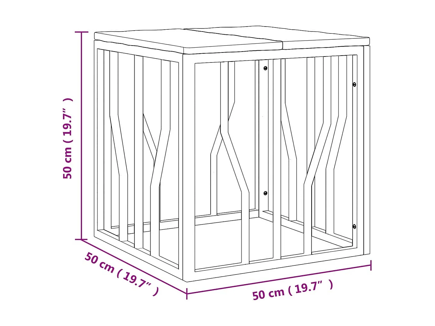 Table basse argenté acier inoxydable/bois massif récupération