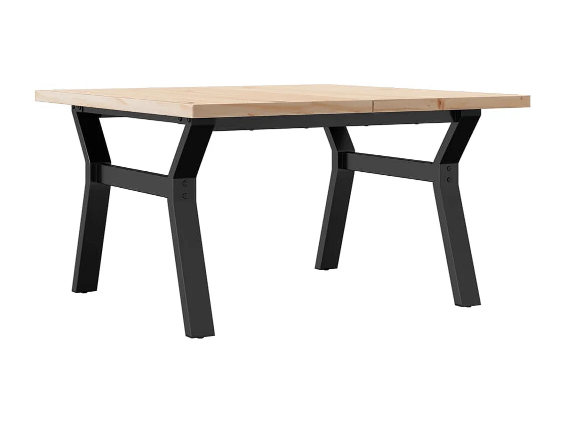 Tavolino Salotto Telaio a Y 80x80x45,5cm Legno Pino e Acciaio