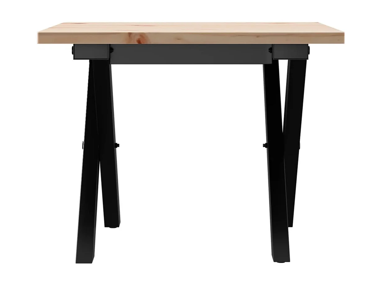 Mesa de centro estrutura em X 40x40x35 cm pinho e aço