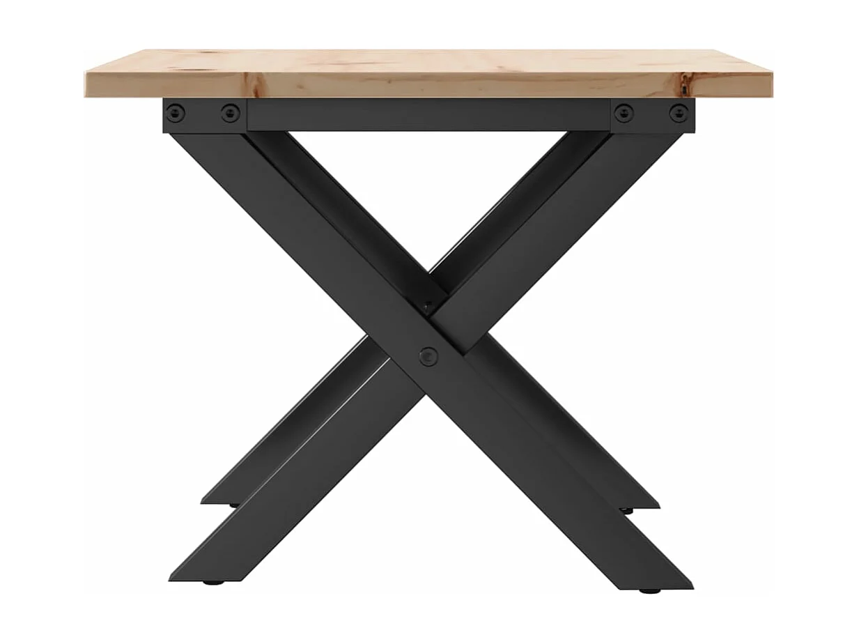 Mesa de centro estrutura em X 40x40x35 cm pinho e aço