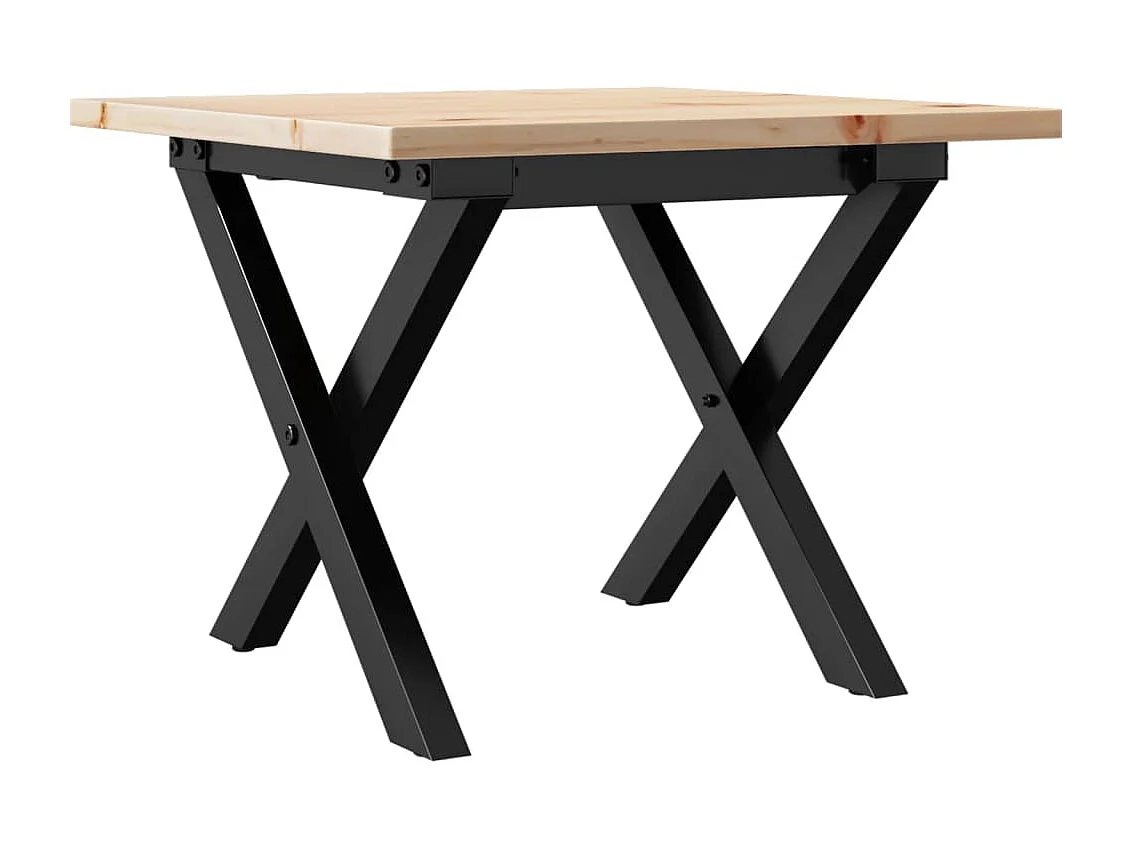 Mesa de centro estrutura em X 40x40x35 cm pinho e aço