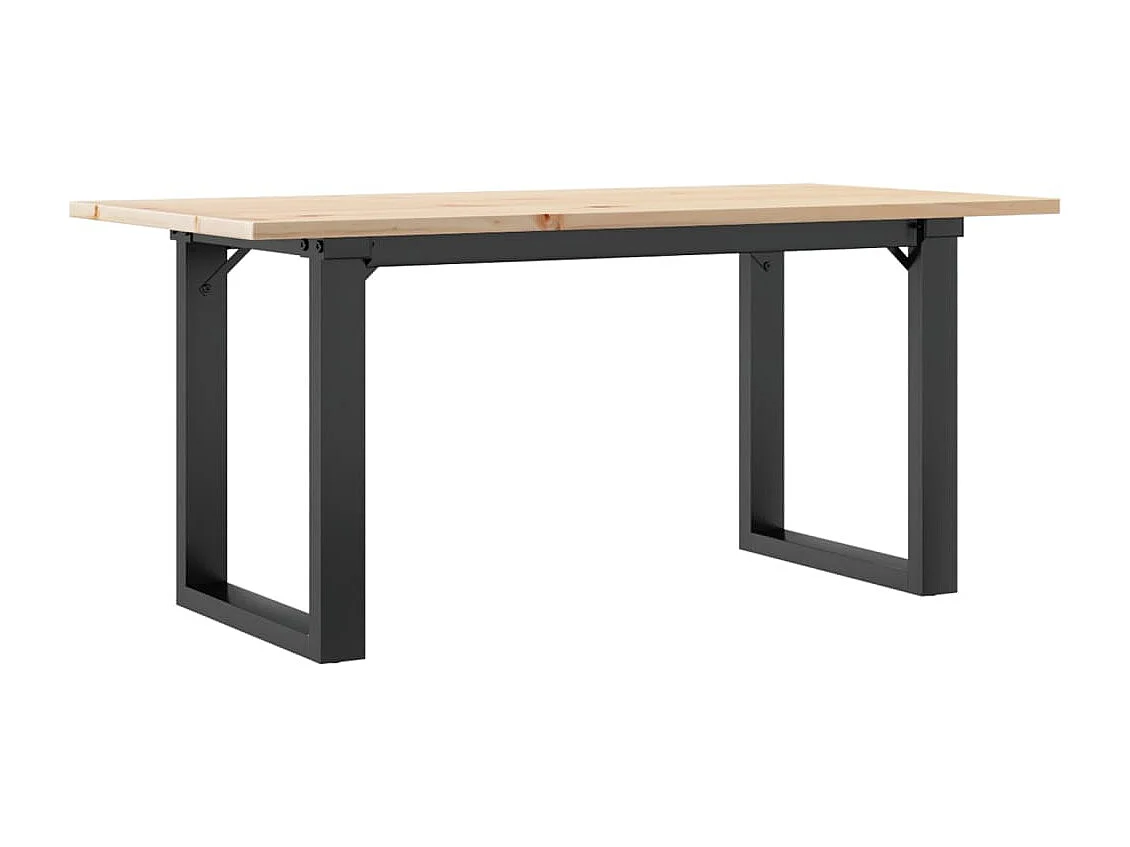 Tavolino Salotto Telaio a O 100x50x45cm Legno Pino e Acciaio
