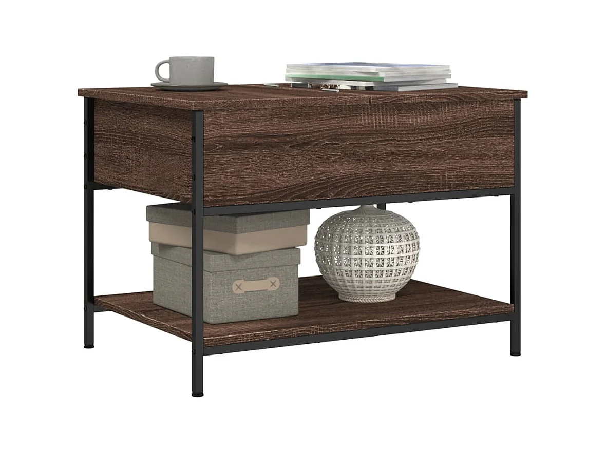 Salontafel 70x50x50 cm bewerkt hout en metaal bruineikenkleur