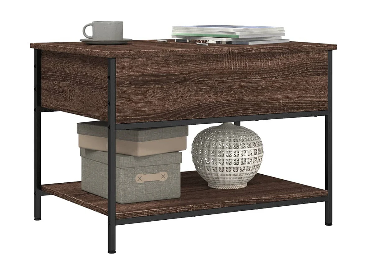 Mesa centro 70x50x50 cm deriv. madeira/metal carvalho castanho