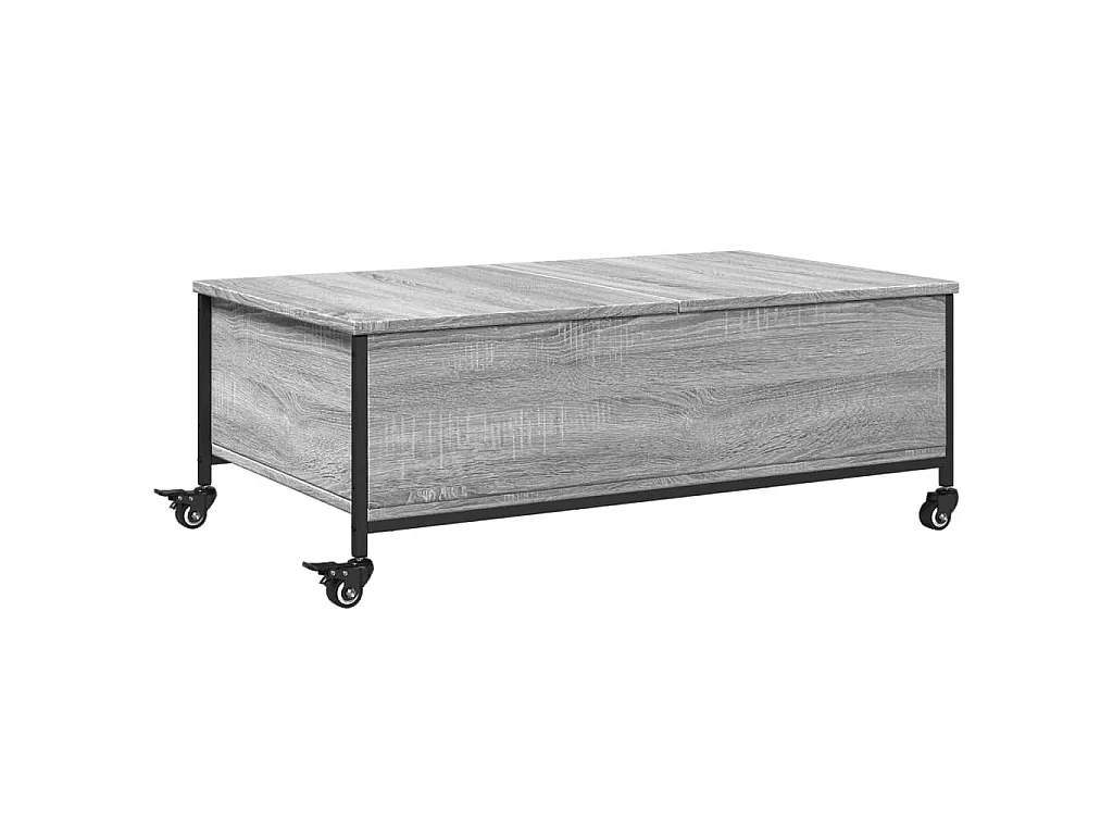 Tavolino con Ruote Grigio Sonoma 91x55x34 cm Legno Multistrato