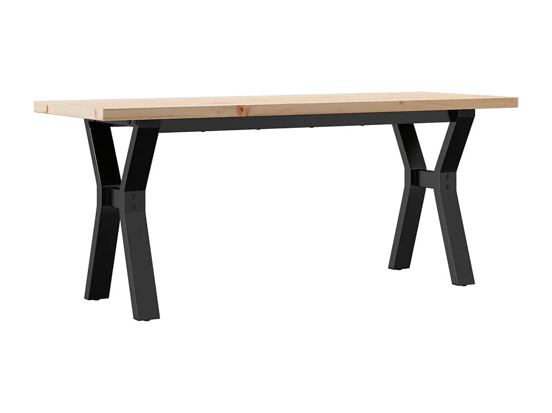 Table basse cadre en Y 110x40x45,5 cm bois de pin massif acier