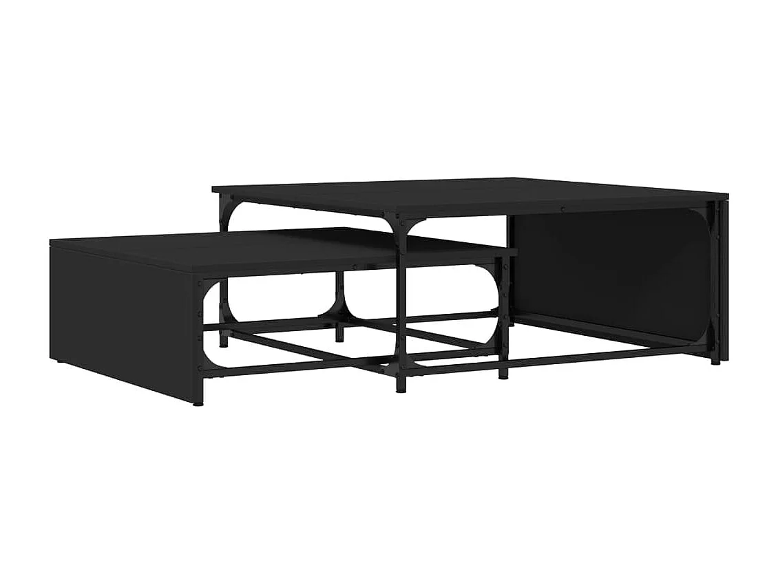 Satztische 2 Stk. Schwarz Holzwerkstoff und Metall