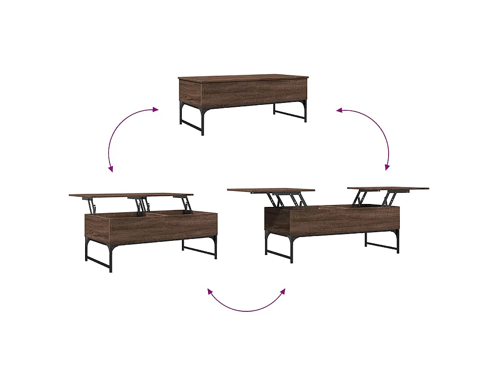 Mesa centro 100x50x40 cm deriv. madeira/metal carvalho castanho
