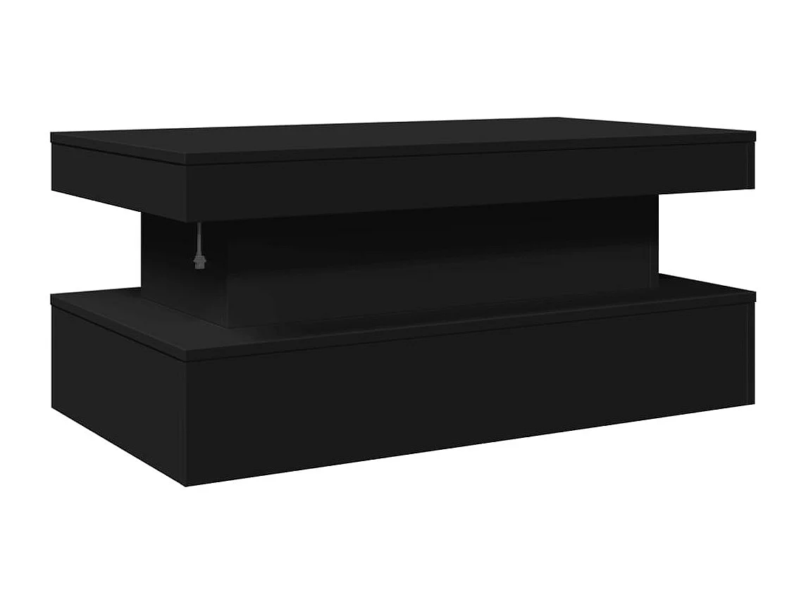 Table basse avec lumières LED noir 90x50x40 cm