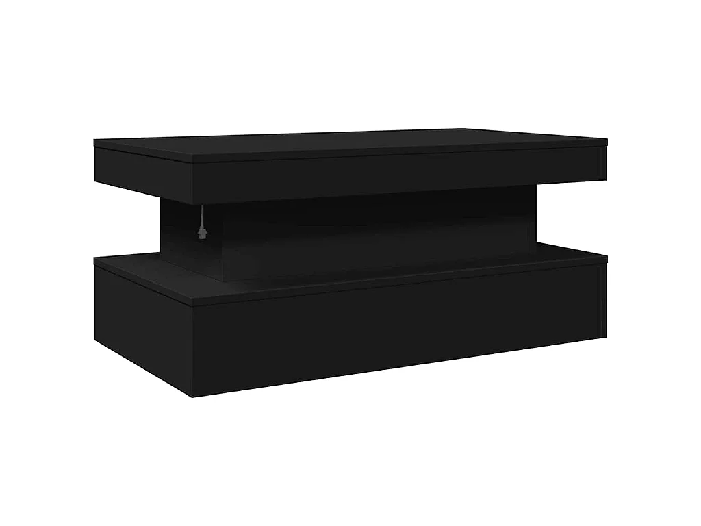 Tavolino da Soggiorno con Luci LED Nero 90x50x40 cm