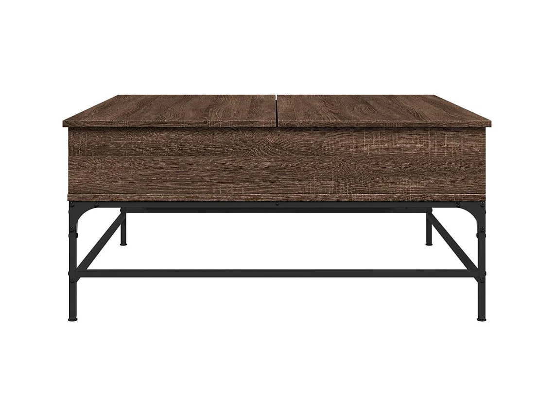 Table basse chêne marron 95x95x45 cm bois d'ingénierie et métal