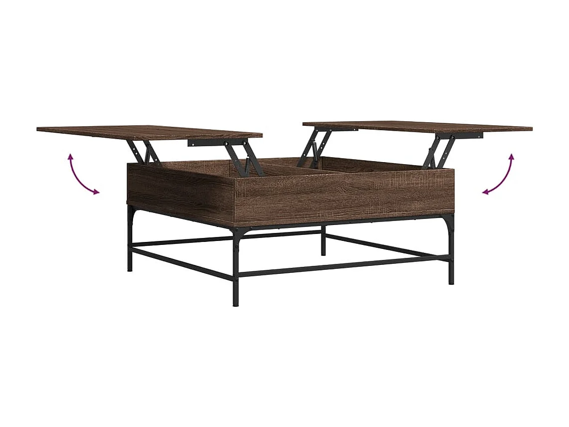 Table basse chêne marron 95x95x45 cm bois d'ingénierie et métal