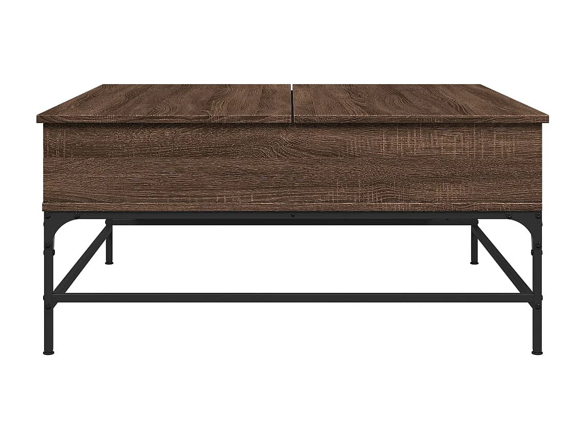 Mesa de centro madera ingeniería metal roble marrón 95x95x45 cm