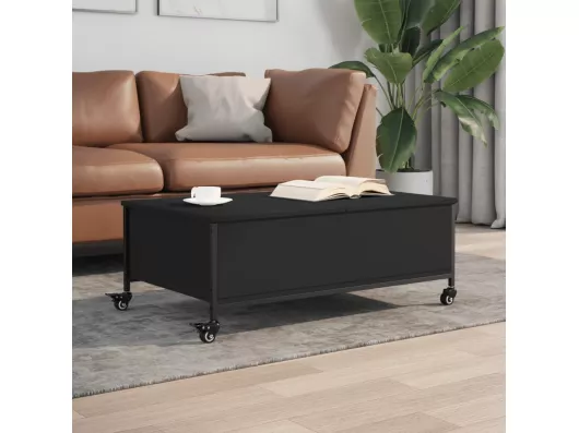 Kauf Unique Couchtisch mit Rollen Schwarz 91x55x34 cm Holzwerkstoff