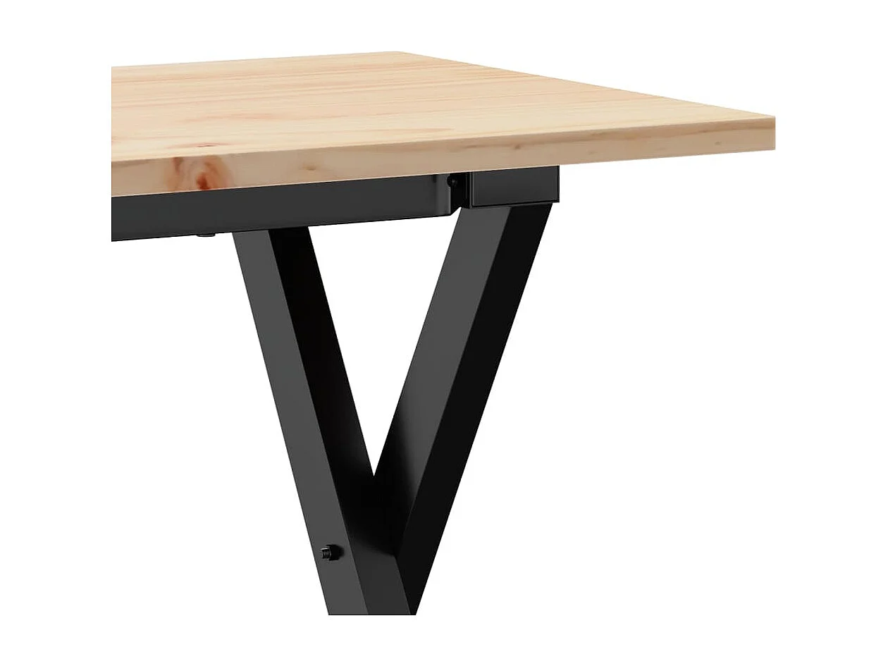 Table basse cadre en X 110x40x45 cm bois de pin massif et acier